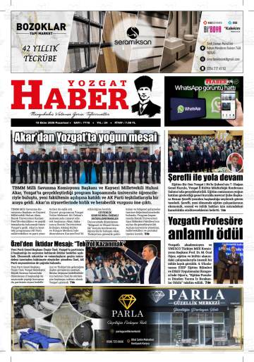 Yozgat Haber gazetesi ilk sayfası