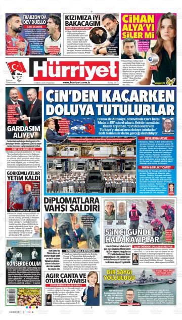 Hürriyet gazetesi ilk sayfası