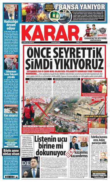 Karar gazetesi ilk sayfası