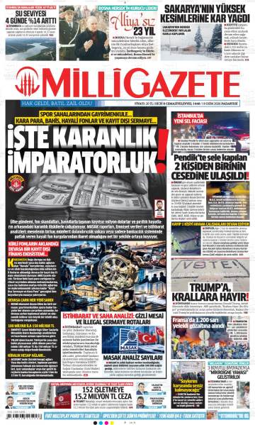 Milli Gazete gazetesi ilk sayfası