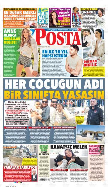 Posta gazetesi ilk sayfası