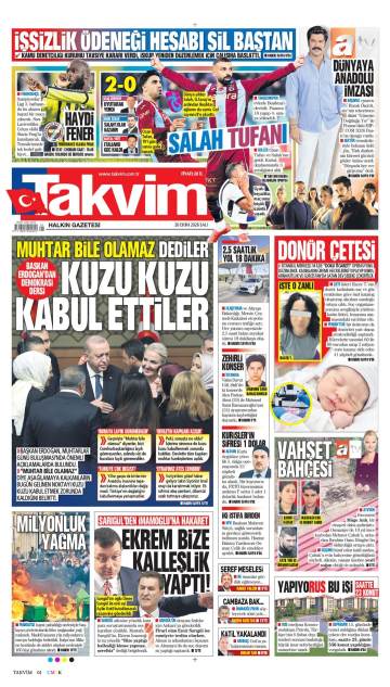 Takvim gazetesi ilk sayfası