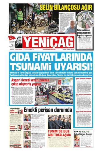 Türkiye'de Yeni Çağ gazetesi ilk sayfası