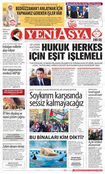 Yeni Asya gazetesi ilk sayfası