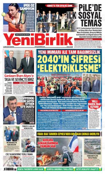 Yeni Birlik gazetesi ilk sayfası