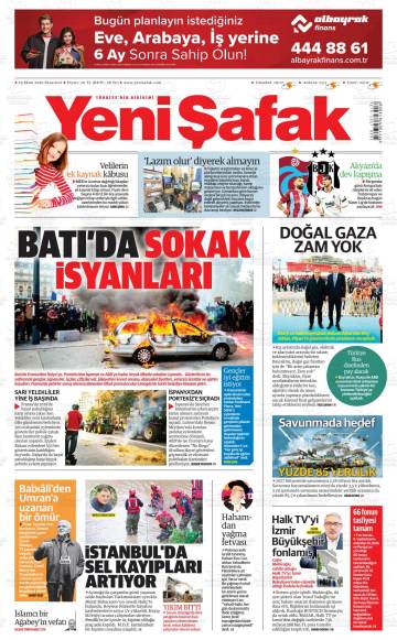 Yeni Şafak gazetesi ilk sayfası