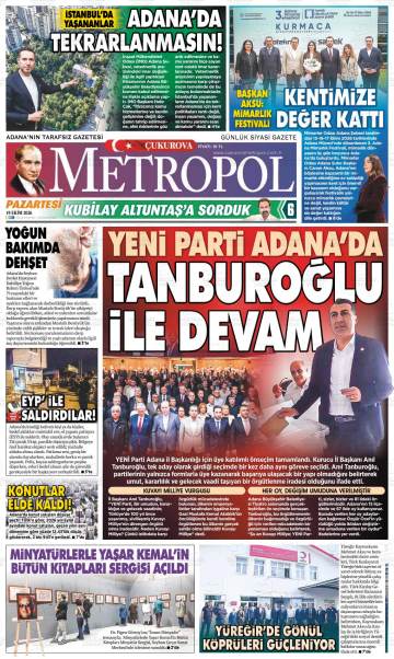 Çukurova Metropol gazetesi ilk sayfası