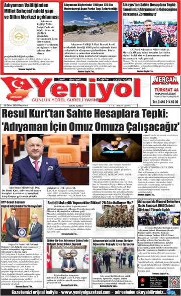 Yeniyol gazetesi ilk sayfası
