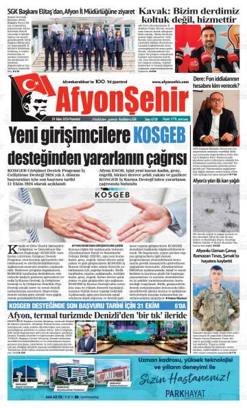 Afyonşehir gazetesi ilk sayfası