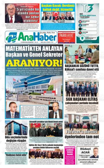 Ana Haber gazetesi ilk sayfası