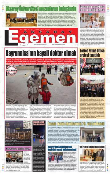 Aksaray Egemen gazetesi ilk sayfası