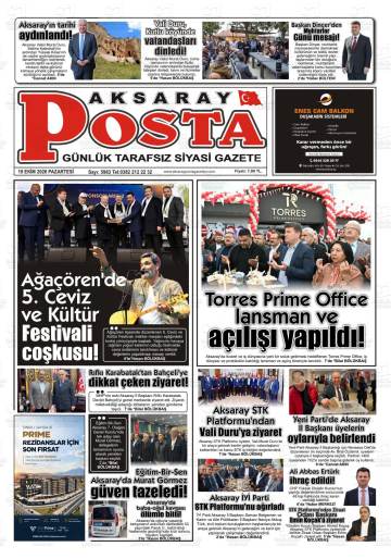 Aksaray Posta gazetesi ilk sayfası