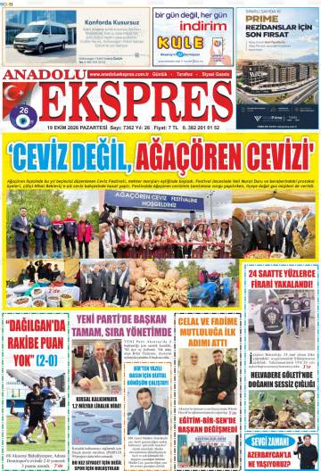 Anadolu Ekspres gazetesi ilk sayfası
