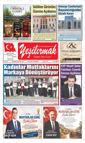 Yeşilırmak gazetesi ilk sayfası