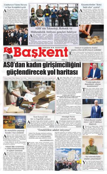 Başkent gazetesi ilk sayfası
