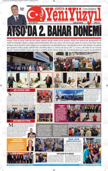 Akdeniz'de Yeni Yüzyıl gazetesi ilk sayfası