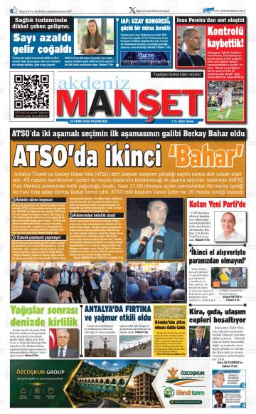 Akdeniz Manşet gazetesi ilk sayfası