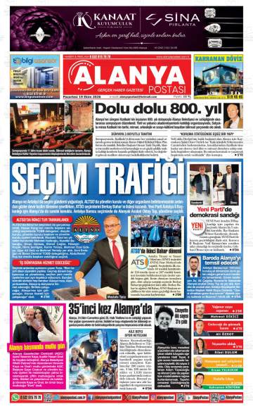 Alanya Postası gazetesi ilk sayfası