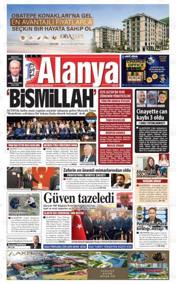 Yeni Alanya gazetesi ilk sayfası
