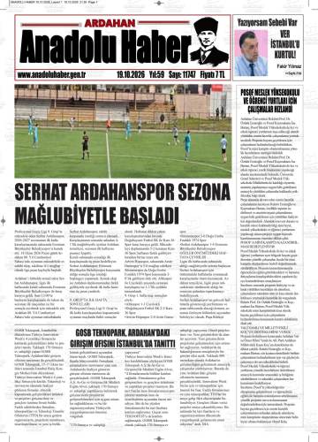 Anadolu Haber gazetesi ilk sayfası