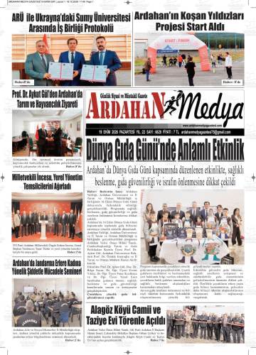 Ardahan Medya gazetesi ilk sayfası