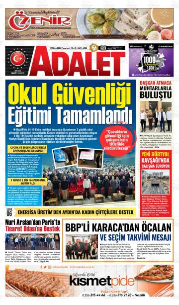 Adalet gazetesi ilk sayfası