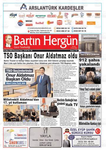 Bartın Hergün gazetesi ilk sayfası