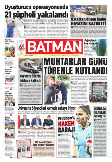 Batman gazetesi ilk sayfası