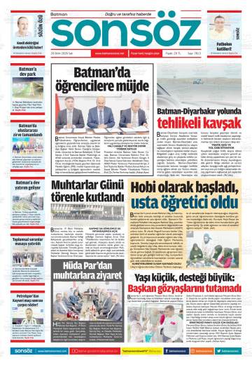 Batman Sonsöz gazetesi ilk sayfası