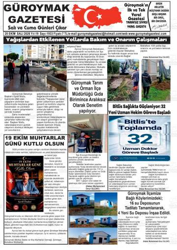 Güroymak gazetesi ilk sayfası
