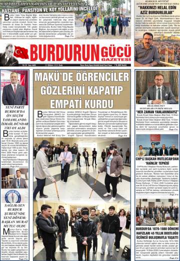 Burdurun Gücü gazetesi ilk sayfası