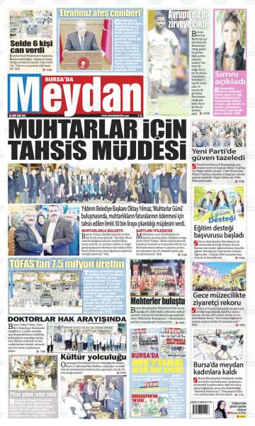 Bursa'da Meydan gazetesi ilk sayfası