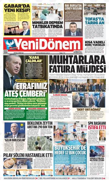 Yeni Dönem gazetesi ilk sayfası