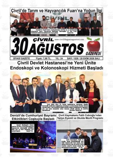 Çivril 30 Ağustos gazetesi ilk sayfası
