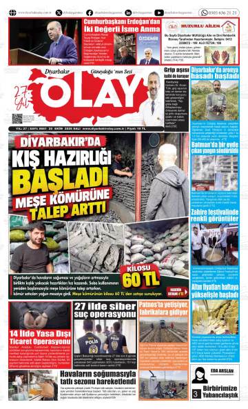 Diyarbakır Olay gazetesi ilk sayfası