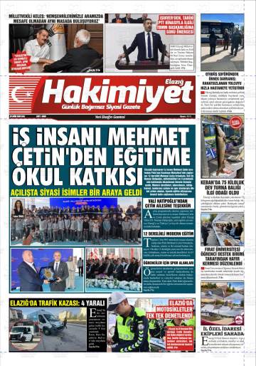 Elazığ Hakimiyet gazetesi ilk sayfası