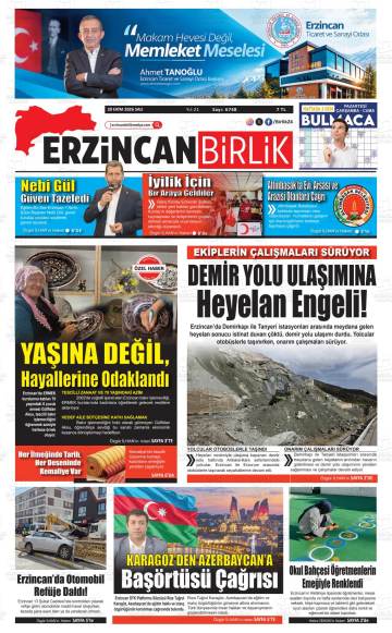 Erzincan Birlik gazetesi ilk sayfası