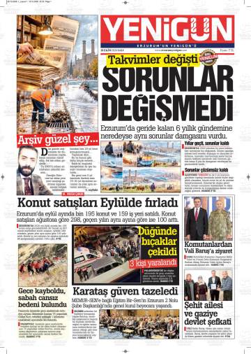 Yenigün gazetesi ilk sayfası