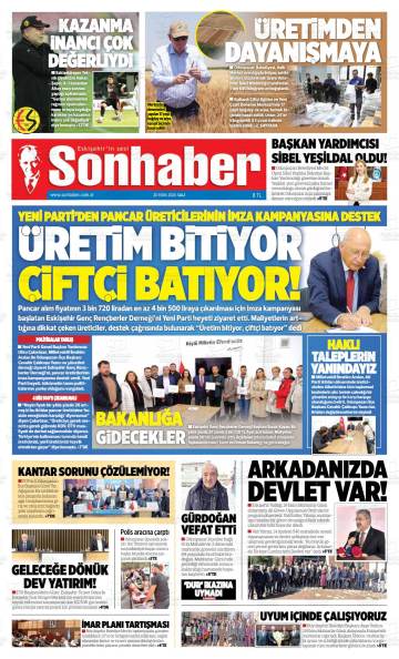 Sonhaber gazetesi ilk sayfası