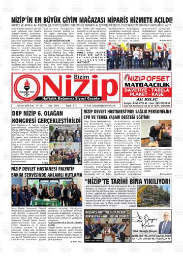 Bizim Nizip gazetesi ilk sayfası