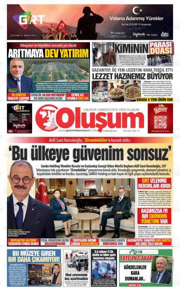 Gaziantep Oluşum gazetesi ilk sayfası