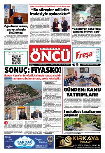 Giresun Öncü gazetesi ilk sayfası