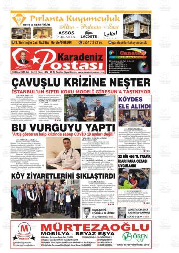 Karadeniz Postası gazetesi ilk sayfası