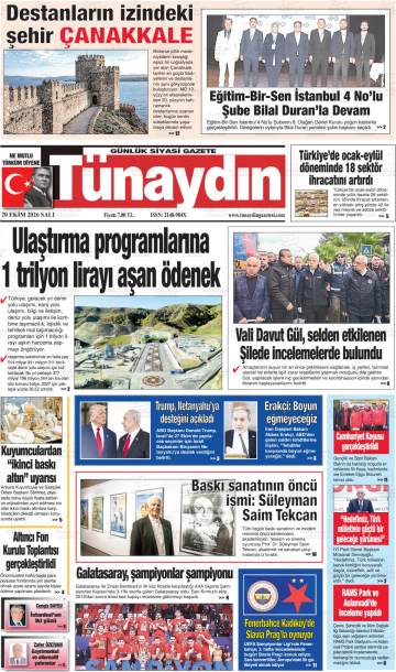 Tünaydın gazetesi ilk sayfası