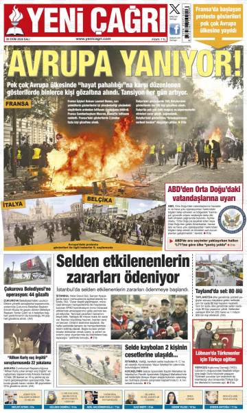 Yeni Çağrı gazetesi ilk sayfası