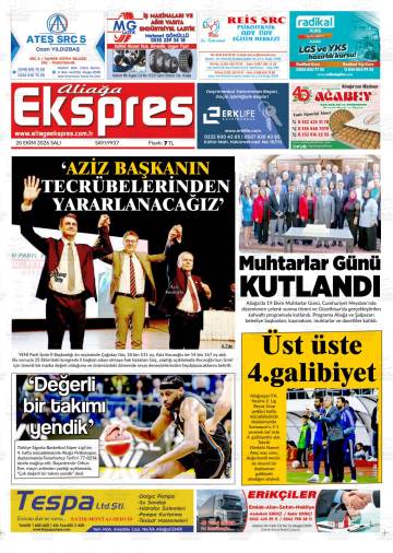 Aliağa Ekspres gazetesi ilk sayfası