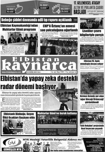 Elbistan Kaynarca gazetesi ilk sayfası