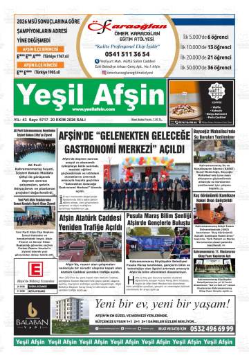 Yeşil Afşin gazetesi ilk sayfası