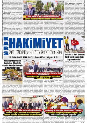 Kars Hakimiyet gazetesi ilk sayfası