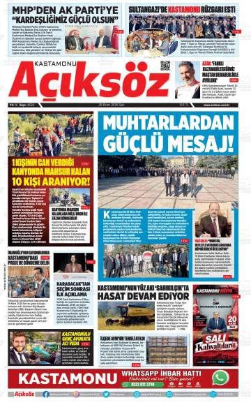 Kastamonu Açıksöz gazetesi ilk sayfası